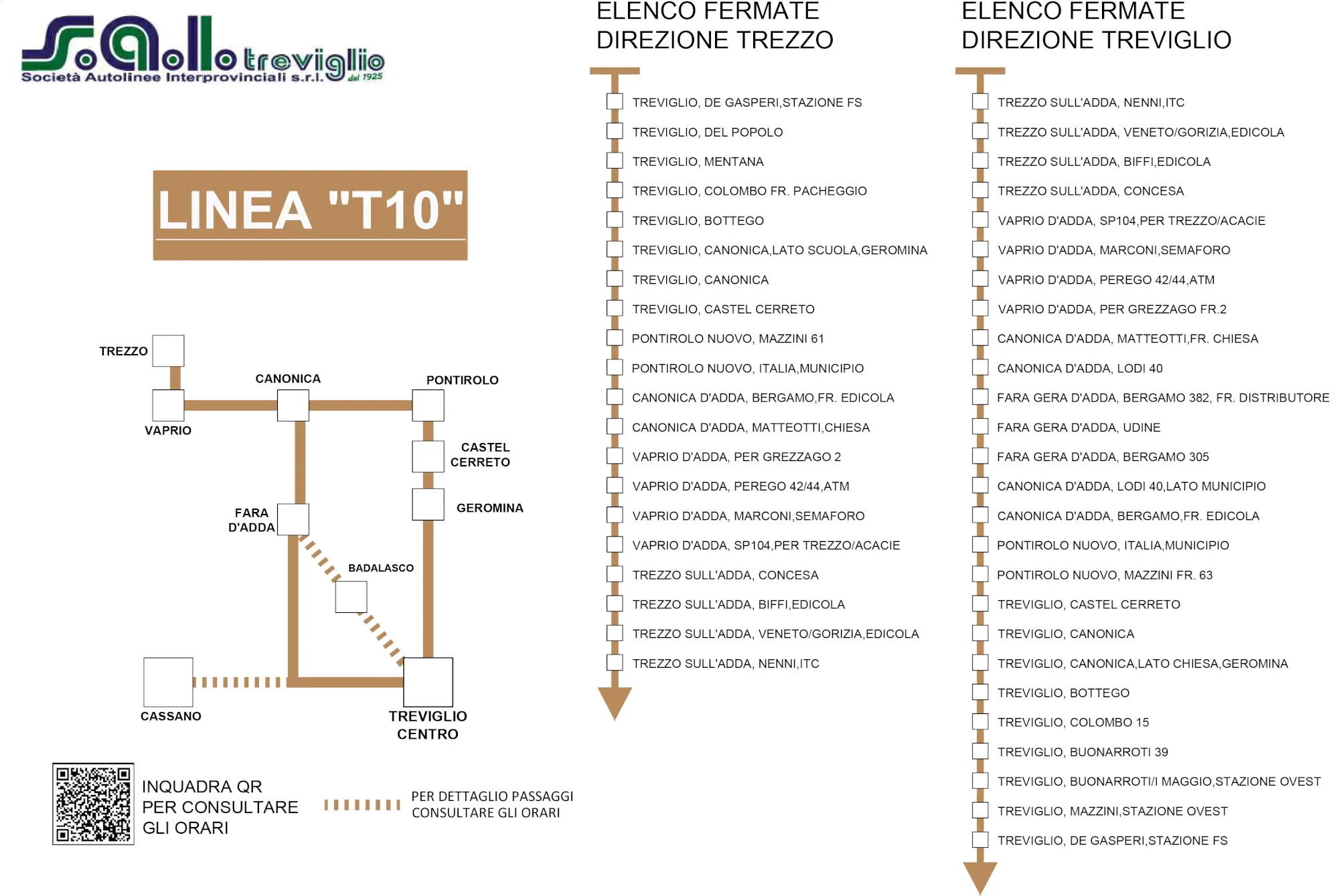 Open line map — TREZZO - TREVIGLIO